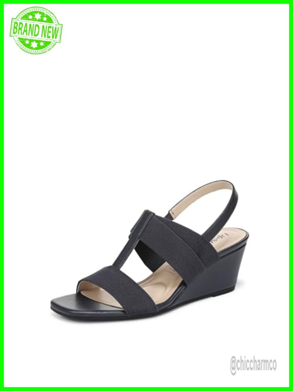 Women's Sweet Wedge Sandal Slingback Open Toe Faux Leather